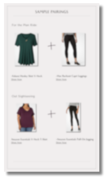 Free Guide: Curvy Paris Capsule Wardrobe - Suggested Pairings Blurred images of items in Free Guide: Curvy Paris Capsule Wardrobe